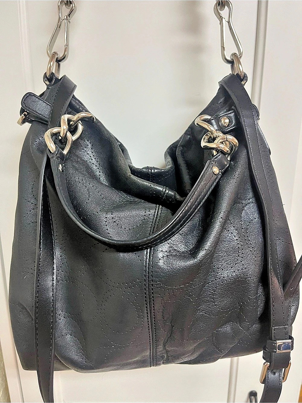 Coach Hamptons Weekend Signature Hobo Black & Shoulder Bag